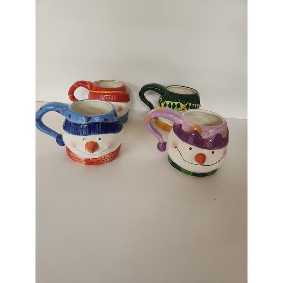 4 PC Snowman Mugs Christmas Holiday Mugs NEW Seasonal Elements - Picture 2 of 3